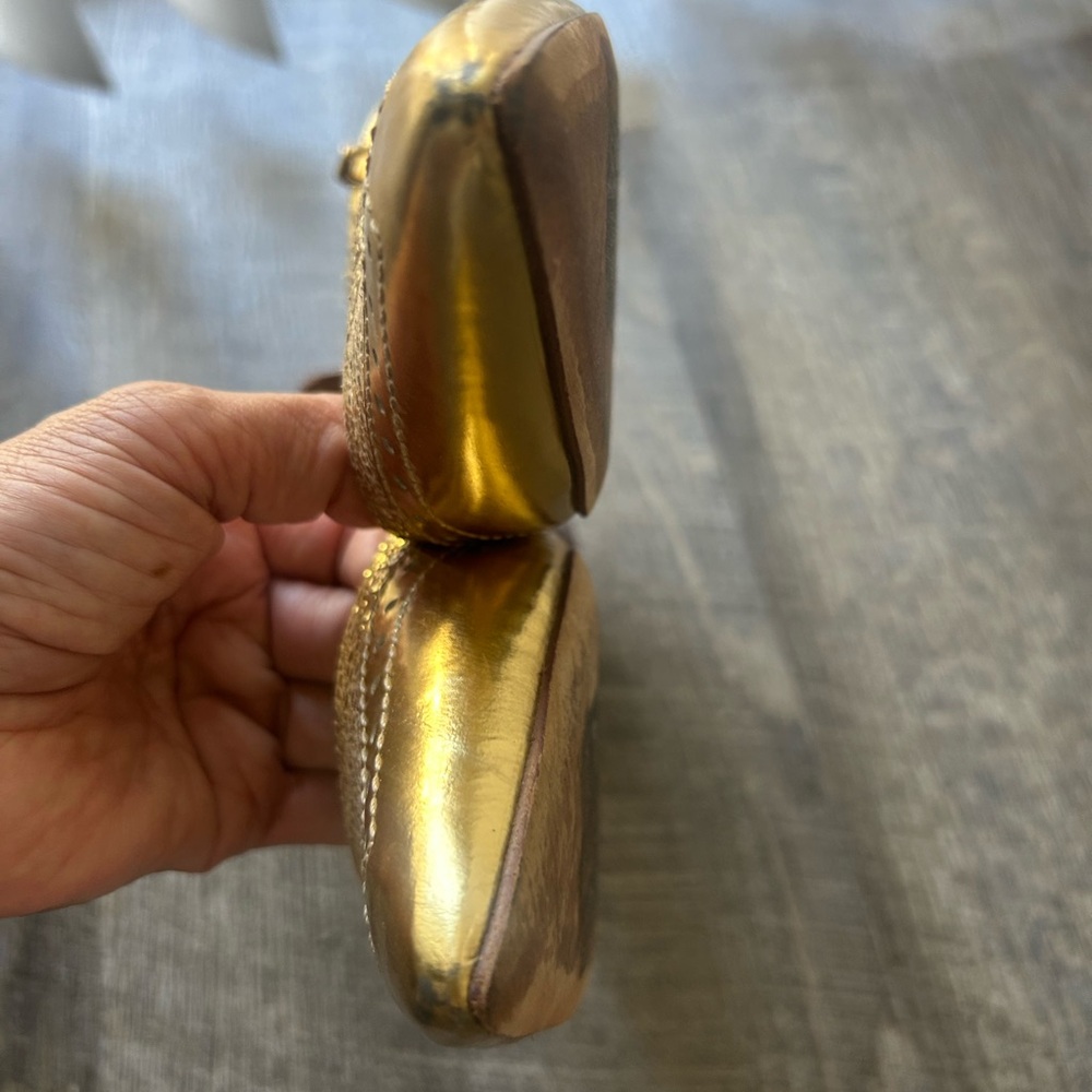 Tory Burch Gold Glitter Flats with Strap - Picture 6 of 10